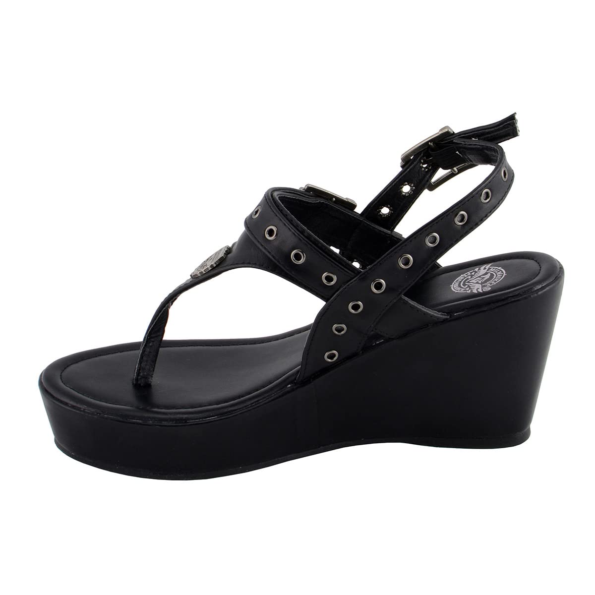 Milwaukee Leather Women's Buckle Strap Wedge Sandals - Comfortable Summer Casual Shoes for Walking, Beach & Outdoor Activities