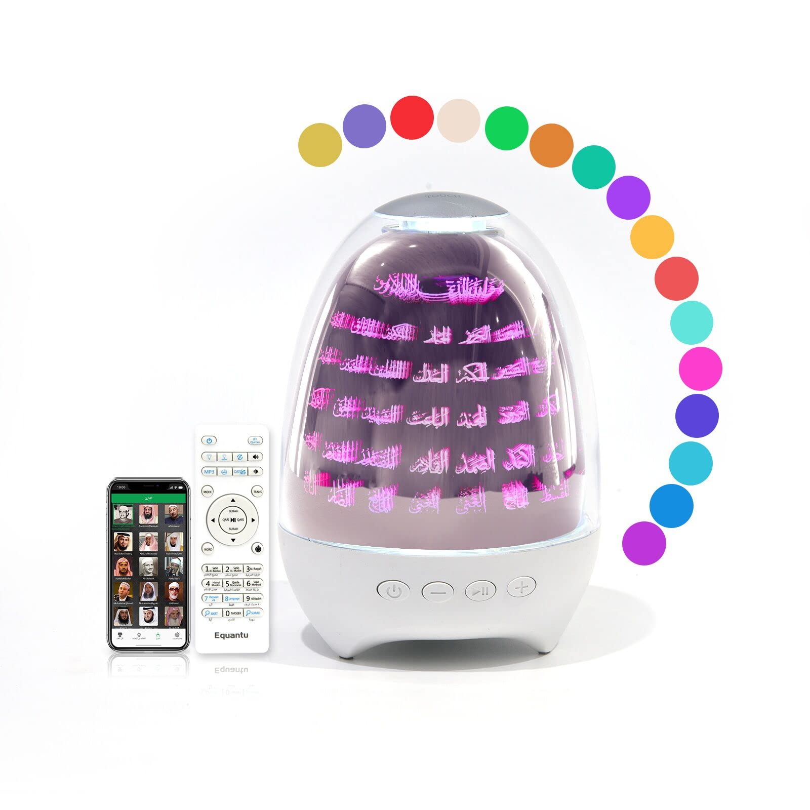 Equantu Quran Speaker Egg Lamp - 3D Quran Egg Touch Lamp with APP & Remote Control, Islamic Night Light for Muslim Kids, Perfect Ramadan Gift for Prayer & Bedtime Stories