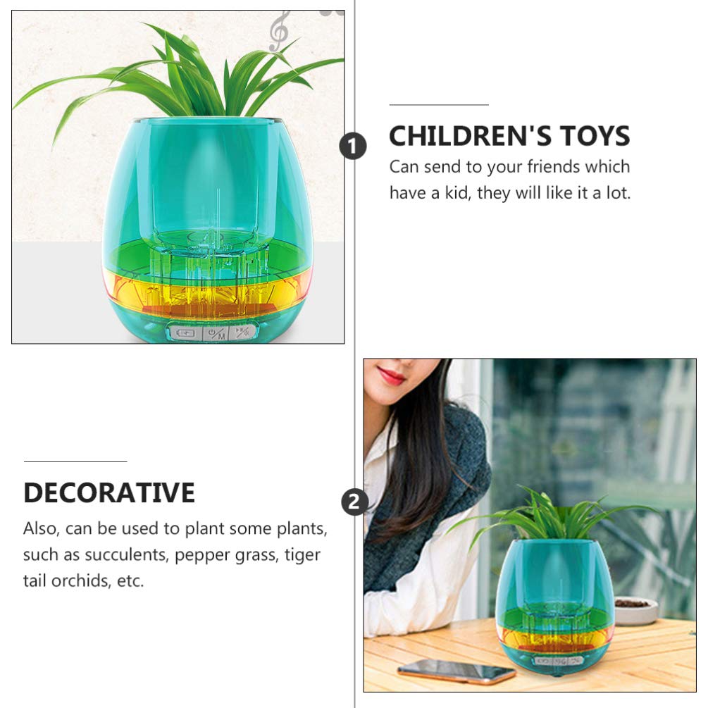 NUOBESTY Cactus Flower Pots with Bluetooth Speaker - 1pc Set, Touch Control Music Planter for Kids, Plastic Plant Pot for Home Decor, Office Desk & Garden Use