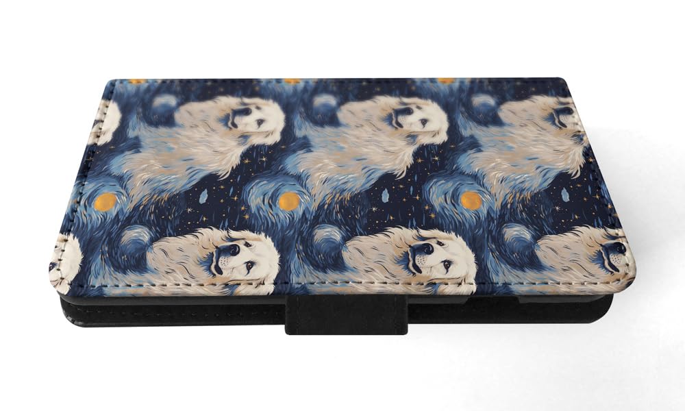 **Stylish Pyrenean Mastiff Puppy Dog Pattern Faux Leather Flip Wallet Case for Apple iPhone 14 - Perfect for Daily Use & Gift Giving**