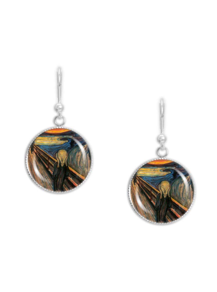 The Scream by Munch Art Painting Dangle Leverback Earrings - 3/4