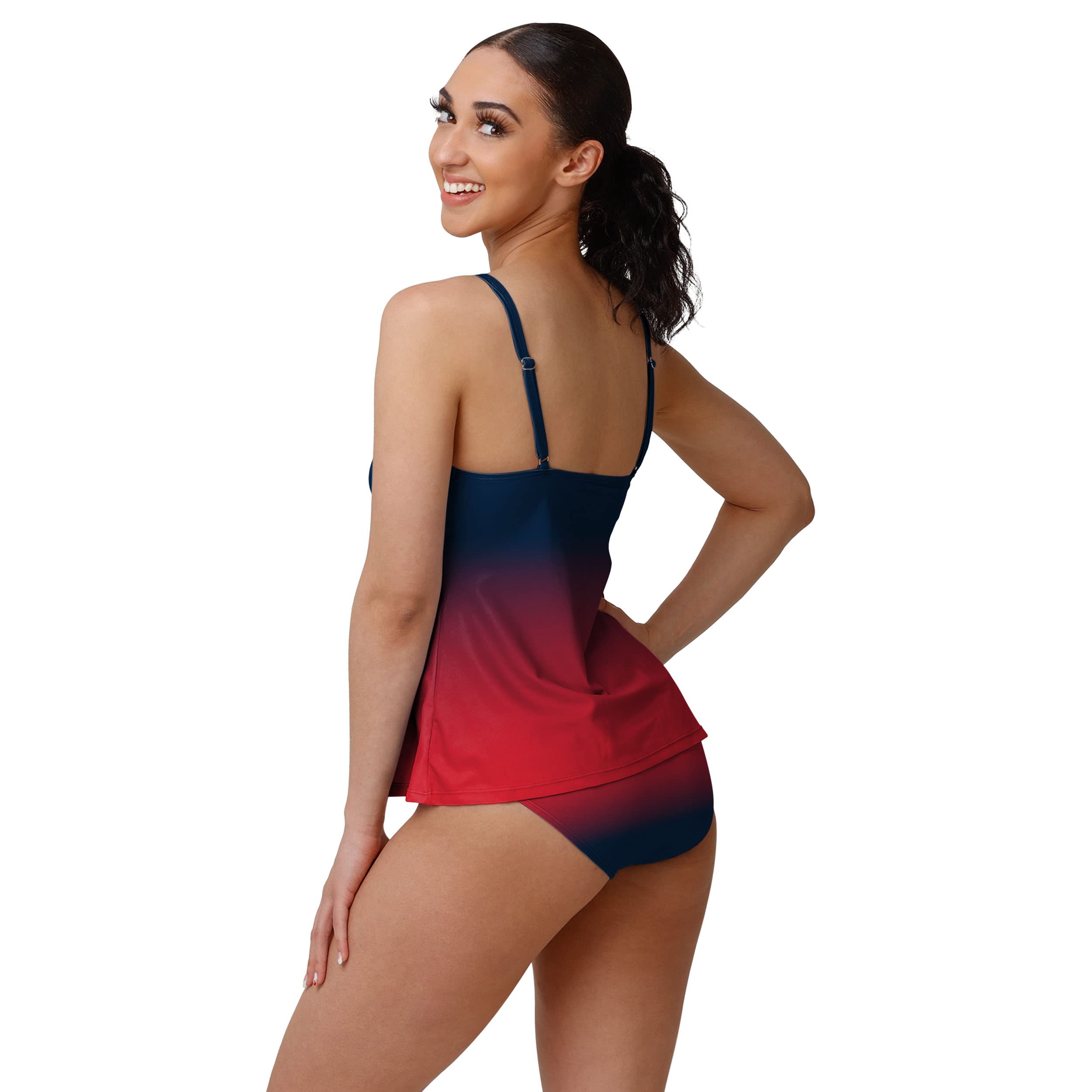 FOCO New England Patriots NFL Women's Gradient Tankini Swimsuit - Perfect for Beach, Pool, and Game Day Outfits