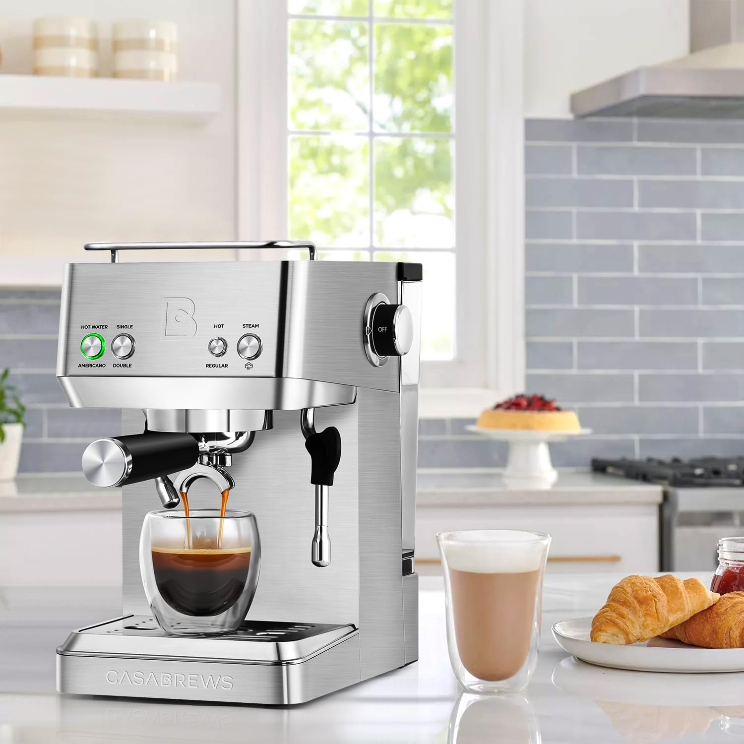 CASABREWS 20 Bar Espresso Machine with Milk Frother & Hot Water Wand - Professional Coffee Maker for Espresso, Americano, Latte, Cappuccino - Adjustable Temperature Control - Perfect Gift for Coffee Lovers - Ideal for Home, Office & Coffee Shop Use