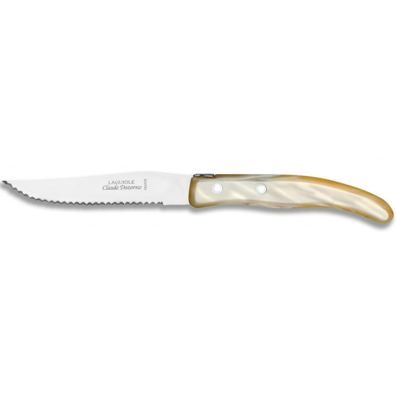 Premium Berlingot Box Steak Knives Set of 6 - Stainless Steel Blades with Ergonomic Resin Handle - Perfect for Steak Dinners, BBQ Parties & Fine Dining