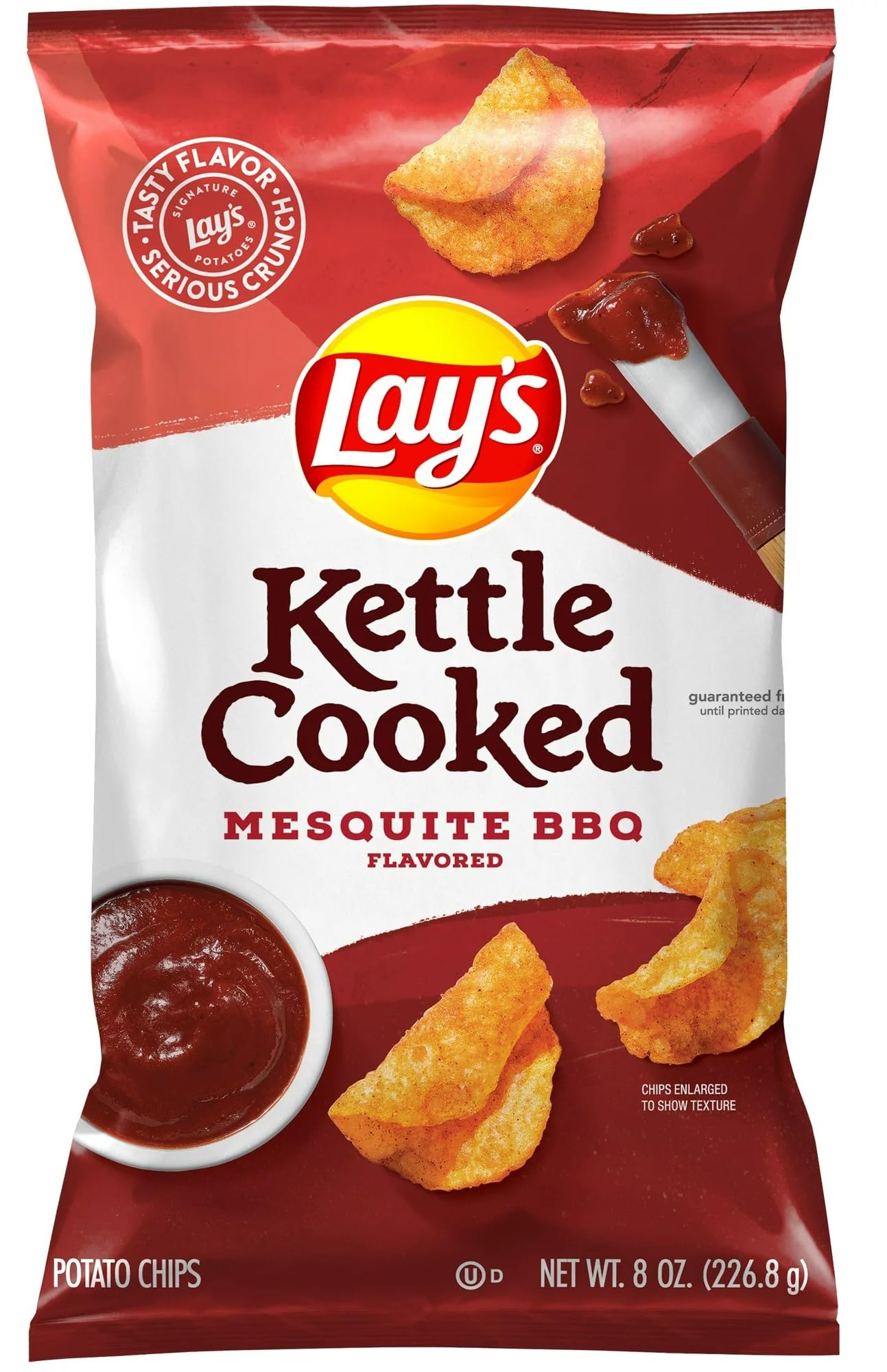 Lay's Kettle Cooked Mesquite BBQ Potato Chips - 8 oz Bags (Pack of 6) | Crunchy Snacks for Parties, Picnics & Game Nights