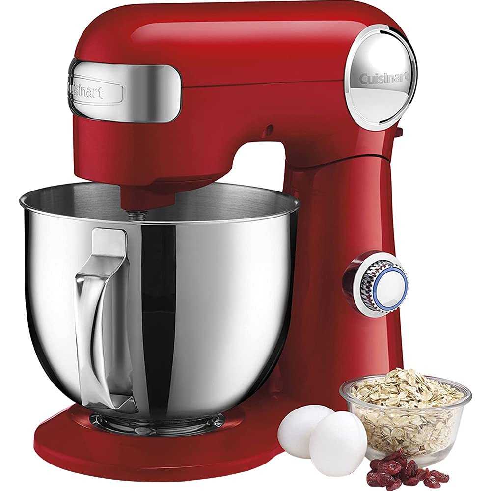Cuisinart SM-50 5.5-Quart Stand Mixer in Ruby Red with Deco Chef 12-Piece Stainless Steel Knife Set & Storage Block - Full Tang Design - Perfect for Baking, Cooking & Kitchen Organization
