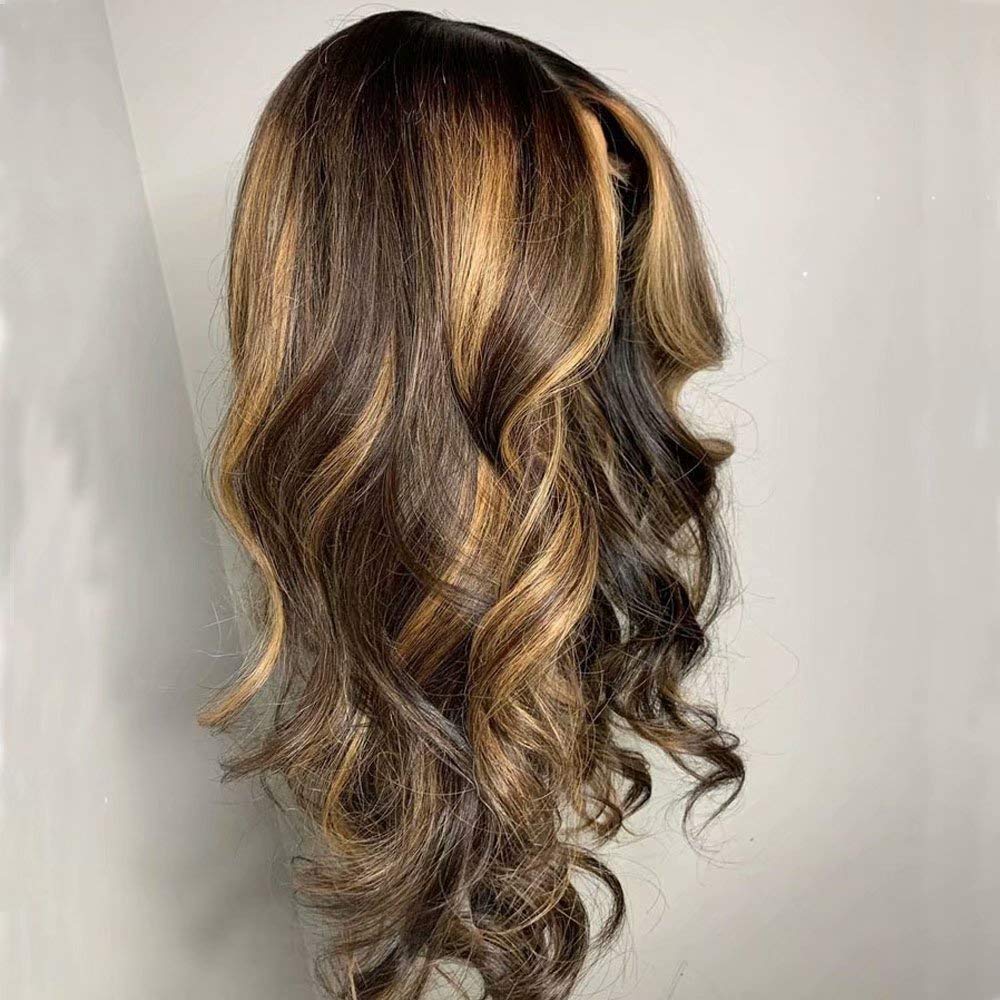 13x4 Lace Front Wig Body Wave 16 Inch - Brazilian Remy Human Hair Glueless Wig with Baby Hair & Pre-Plucked Hairline for Black Women - 150% Density Highlight Blonde Brown - Perfect for Daily Wear, Parties & Special Occasions