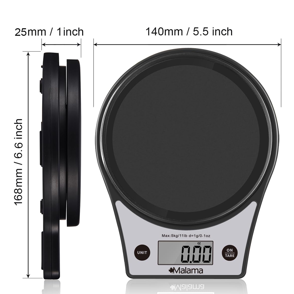 **Malama Digital Kitchen Scale - High Precision 0.1oz/1g Food Scale with 11lb/5kg Capacity, Multifunction Cooking & Baking Scale (Batteries Included) - Perfect for Meal Prep, Portion Control & Healthy Eating**