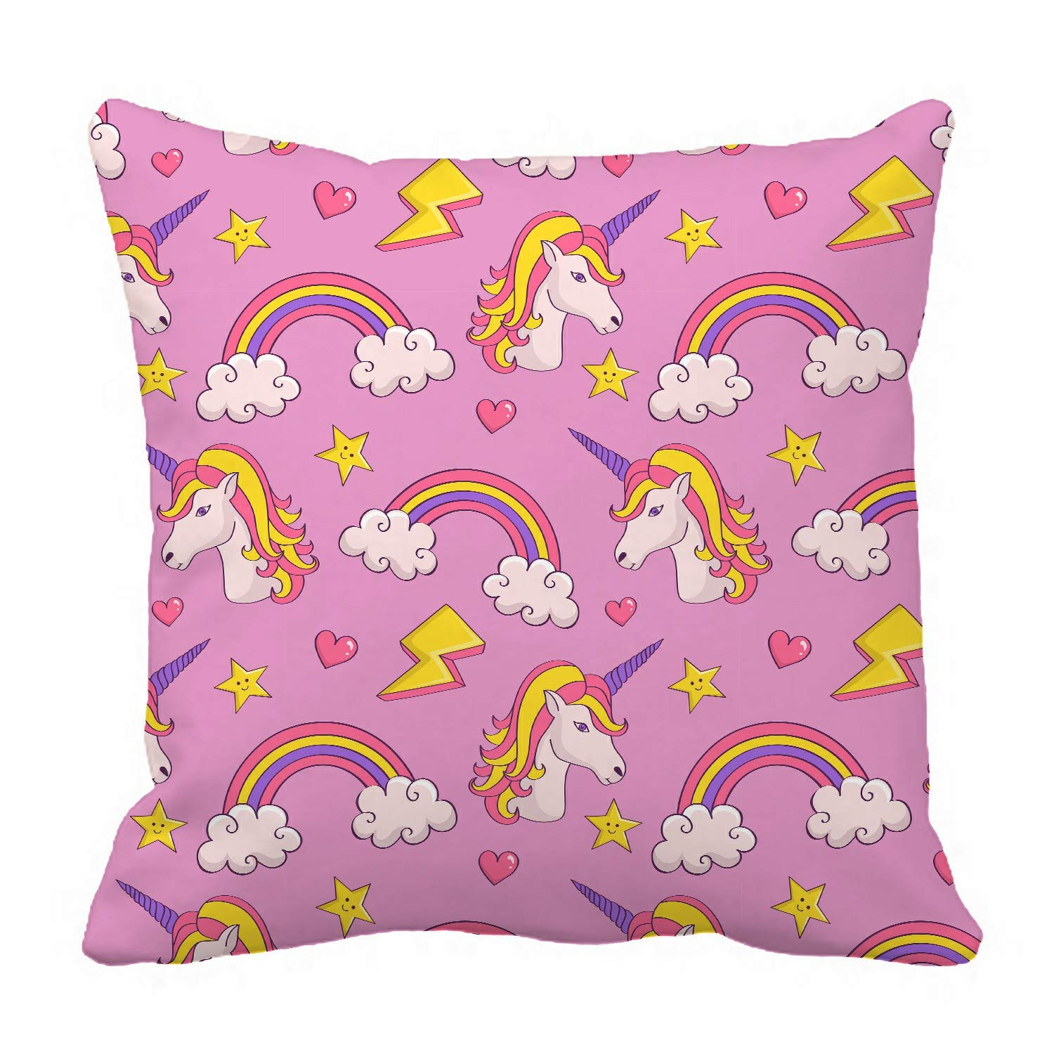 ECZJNT Unicorn & Rainbow Pillow Case Cover 20x20 Inch - Soft Decorative Cushion Cover for Kids Bedroom, Nursery, or Dorm Room Decor
