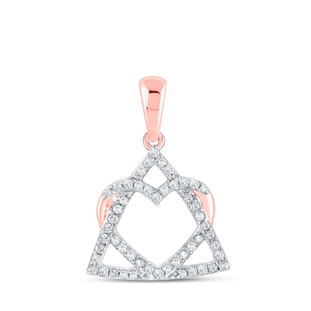 10K Rose Gold Women's Round Diamond Heart Pendant Necklace - 1/8 CTTW, Elegant Jewelry Gift for Her - Perfect for Valentine's Day, Anniversary & Special Occasions