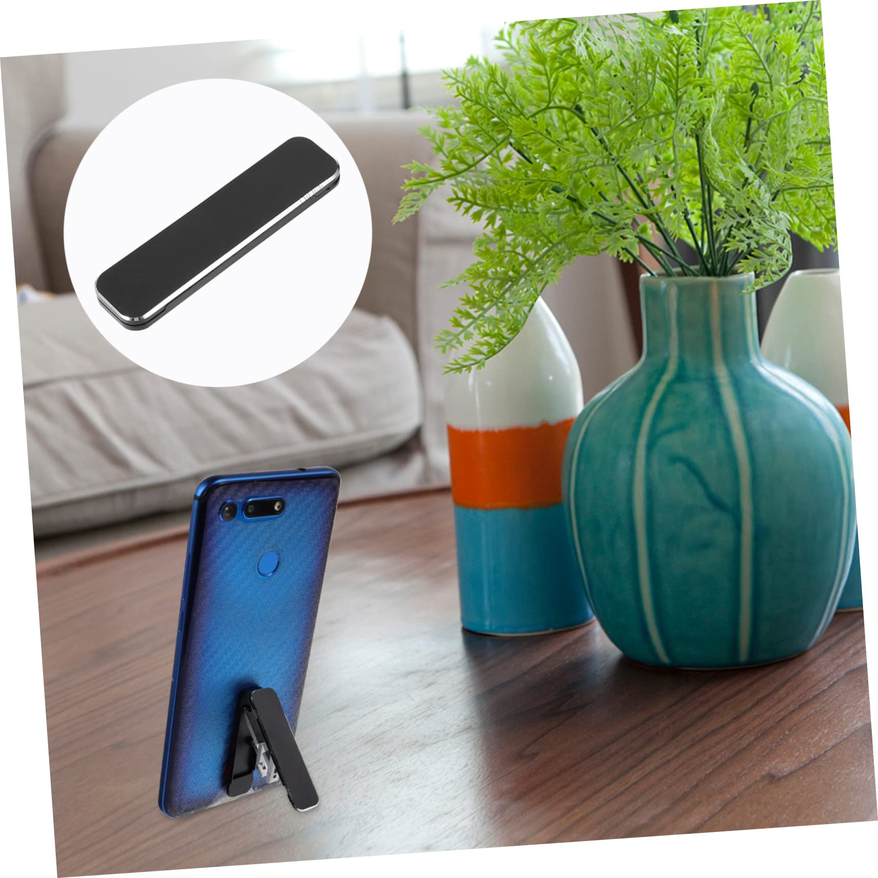Angoily 1pc Strong Adhesive Cell Phone Holder Stand - Black Universal Phone Mount for Desk, Car Dashboard & Home Office Use