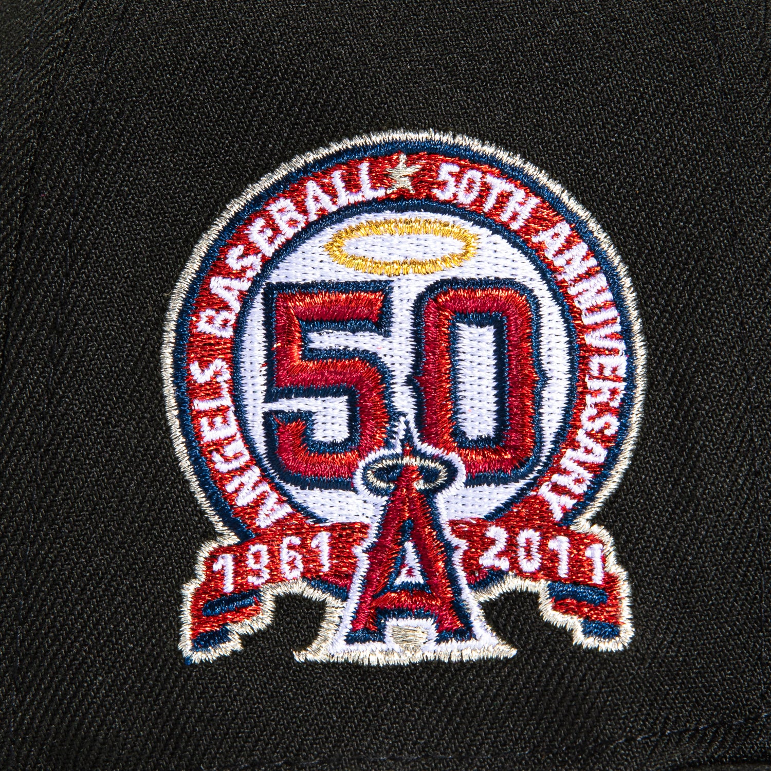 New Era 59Fifty Black Los Angeles Angels 50th Anniversary Patch Snapback Hat - Official MLB Baseball Cap for Men & Women - Perfect for Games, Collecting & Streetwear Fashion