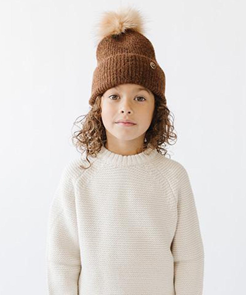 Milo Kids Pom Beanie - Soft Winter Hat for Boys & Girls - Warm Knit Beanie with Faux Fur Pom Pom - Perfect for Snow Play, Outdoor Activities & Cold Weather Fashion