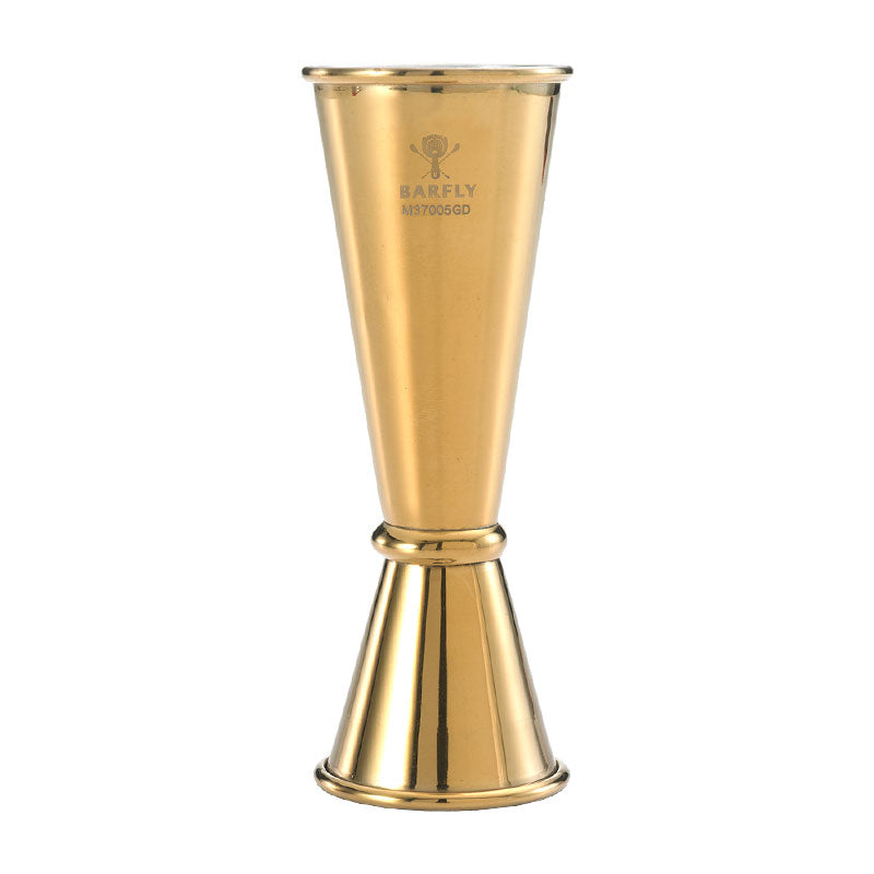 Premium Barfly by Mercer M37005GD Japanese Style Jigger - Gold Plated Cocktail Measuring Tool (1oz & 2oz Dual Measurements) - Perfect for Home Bars, Professional Mixology & Cocktail Enthusiasts