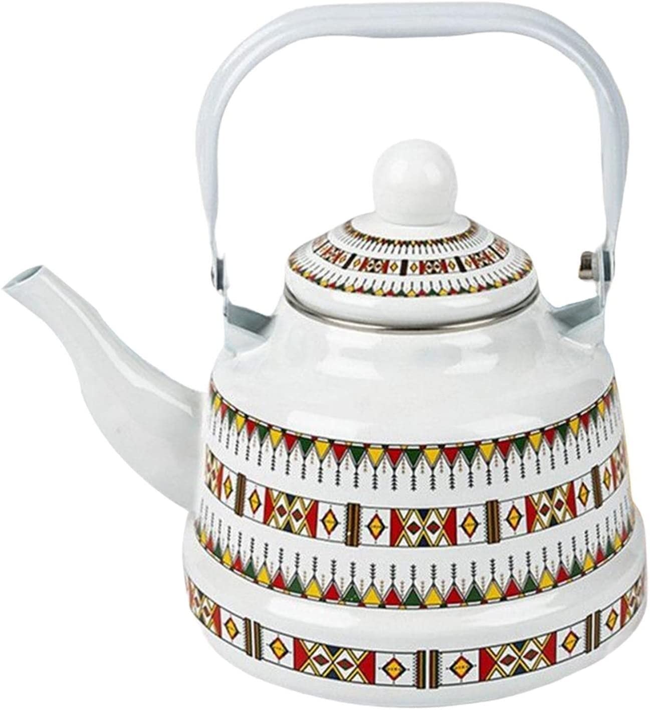Premium Stainless Steel Tea Kettle 2.5L - Vintage Enamel Stovetop Kettle with Steel Handle - Large Camping & Outdoor Water Boiler - Perfect for Home, Office & Family Use - Classic White Design - Ideal for Tea Brewing, Coffee Making & Outdoor Adventures