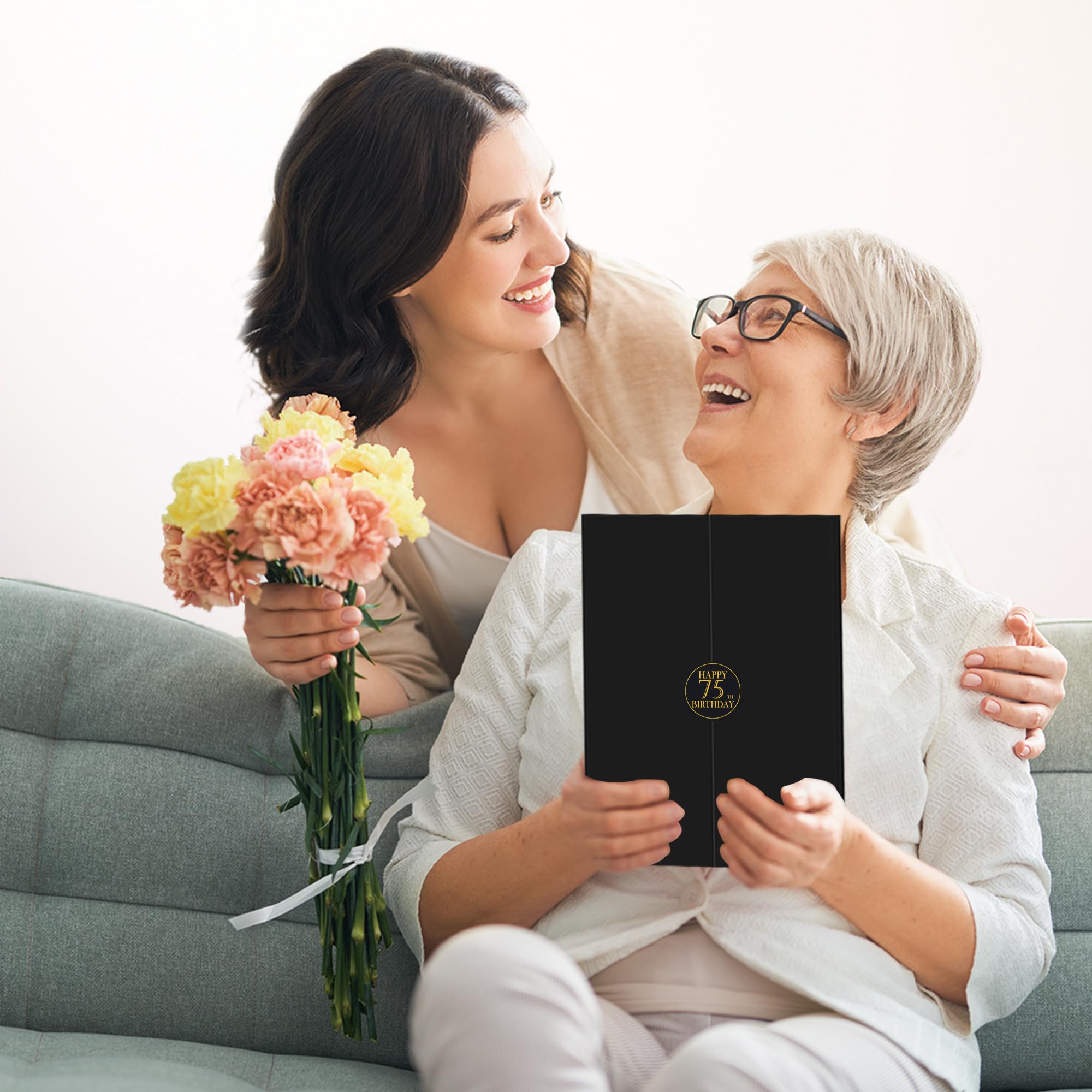 DARUNAXY Black Gold 75th Birthday Party Decorations - Happy 75th Birthday Guest Book Alternative for Men & Women - Cheers to 75 Years Old Gifts - 75th Birthday Signing Card Board - Perfect for Milestone Celebrations, Retirement Parties & Anniversary Events