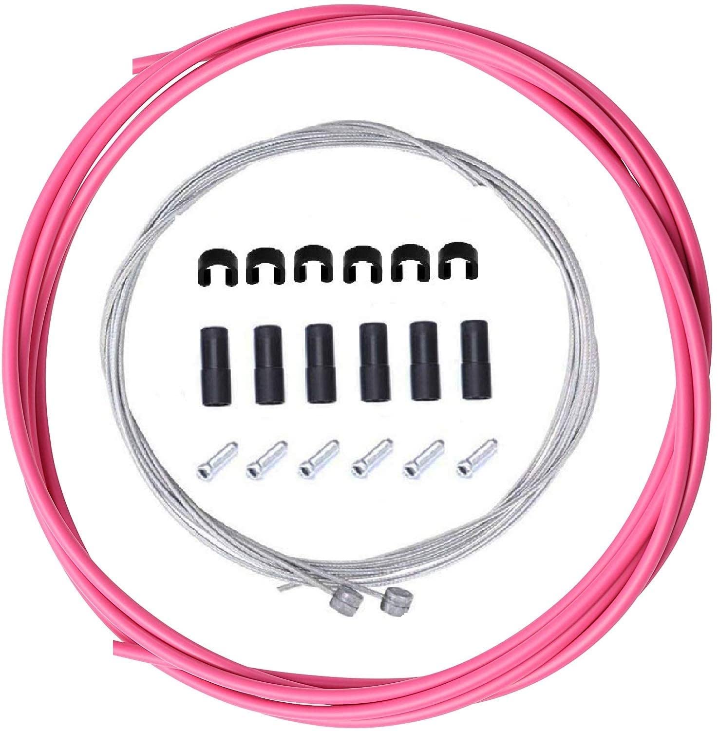BlueSunshine Bike Brake Cable and Housing Set - 5mm Brake Cable Replacement Kit for Bicycles (Pink) | Durable & Smooth Braking for Road Bikes, Mountain Bikes & Commuter Bikes