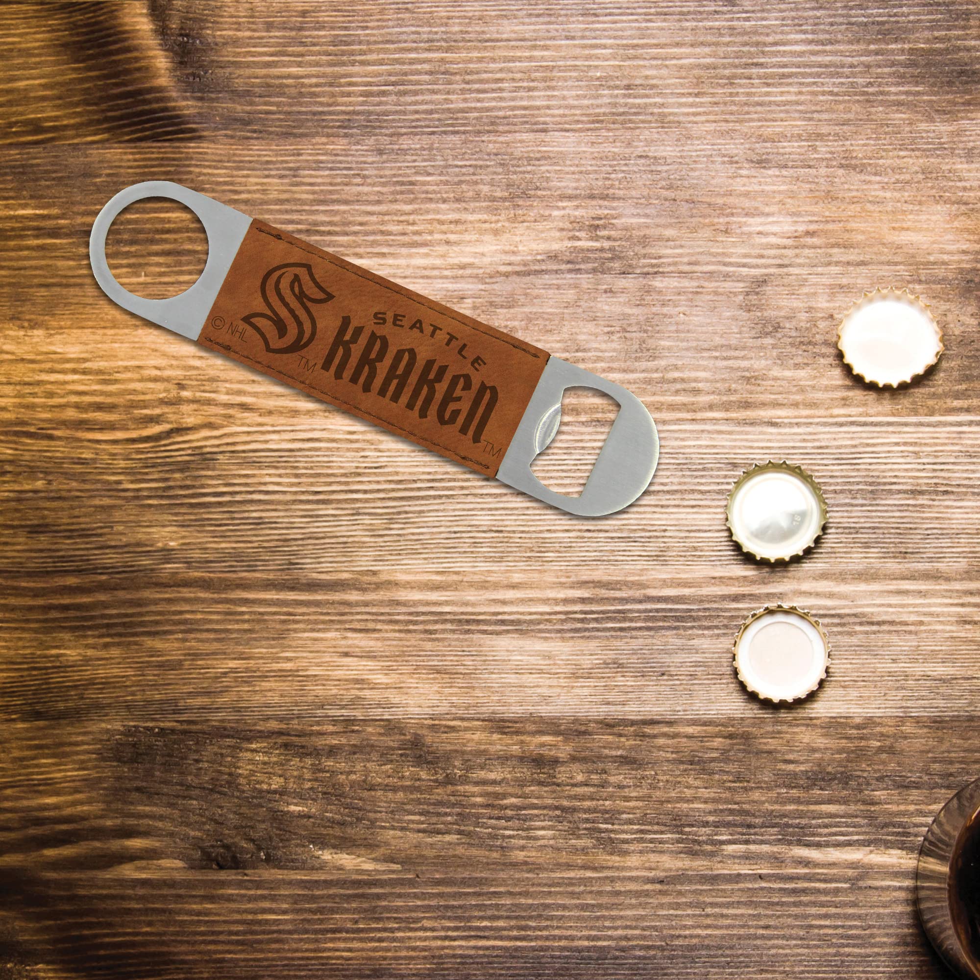 NHL Laser Engraved Bar Blade - Premium Faux Leather Beverage Accessory for Game Day, Parties & Sports Events | Rico Industries