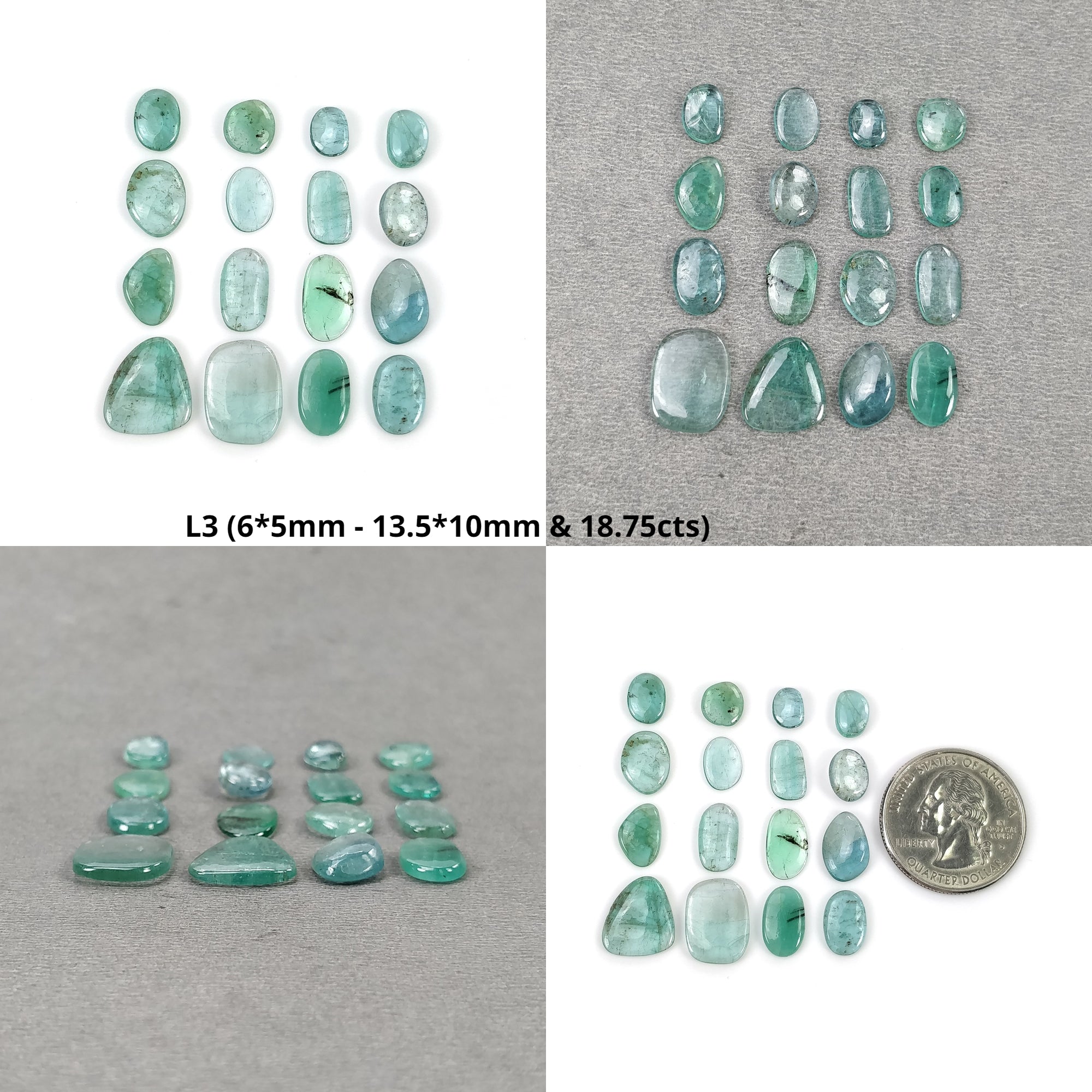 Natural Green Emerald Gemstone Cabochon - Untreated, Unheated, Irregular Shape (9pcs/14pcs/16pcs/19pcs) for Jewelry Making, Pendants & DIY Crafts