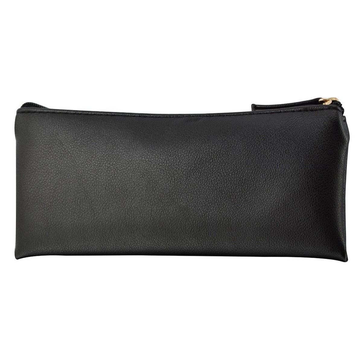 Mini Pencil Case Small Pen Bag with Zipper - PU Leather Makeup Pouch & Cosmetic Organizer (Black) - Perfect for School, Office & Travel Essentials
