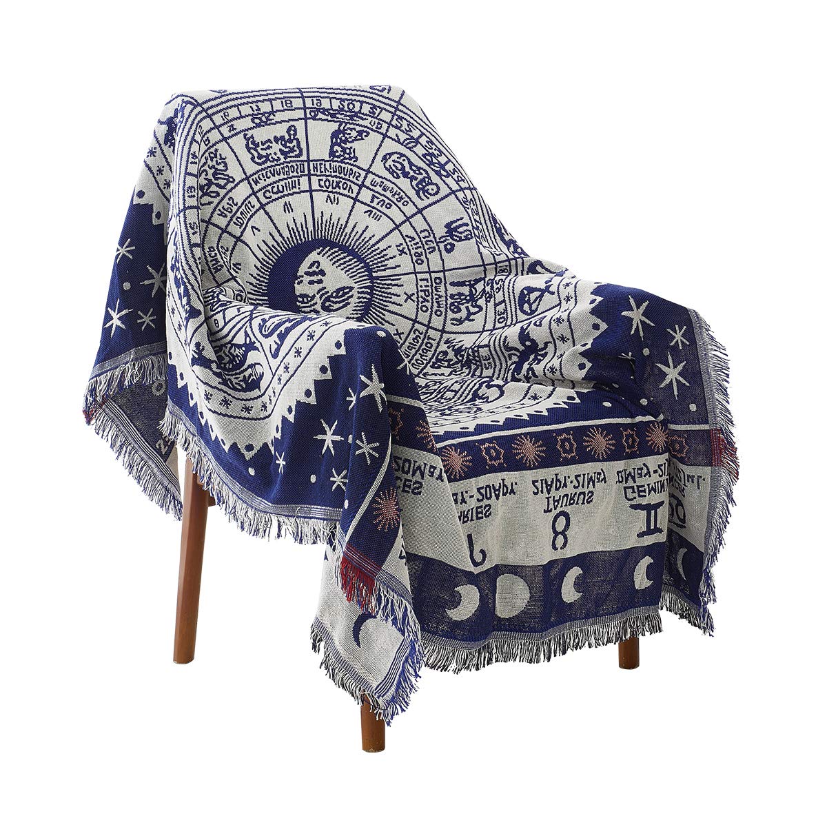 GREUS Jacquard Tassel Throw Blanket - Soft Cotton Woven Sofa Cover & Bed Quilt - 35 x 70 Inch - Perfect for Couch, Bed, Furniture Protection & Home Decor - Cozy for Living Room, Bedroom, Office & Travel