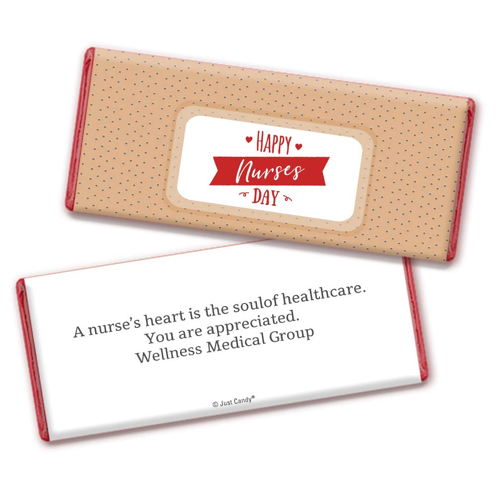 Personalized Milk Chocolate Bars for Nurse Appreciation Gifts - 12 Red Foil Wrapped Candy Favors - Perfect for Thank You Gifts, Medical Staff Recognition & Healthcare Worker Appreciation Events