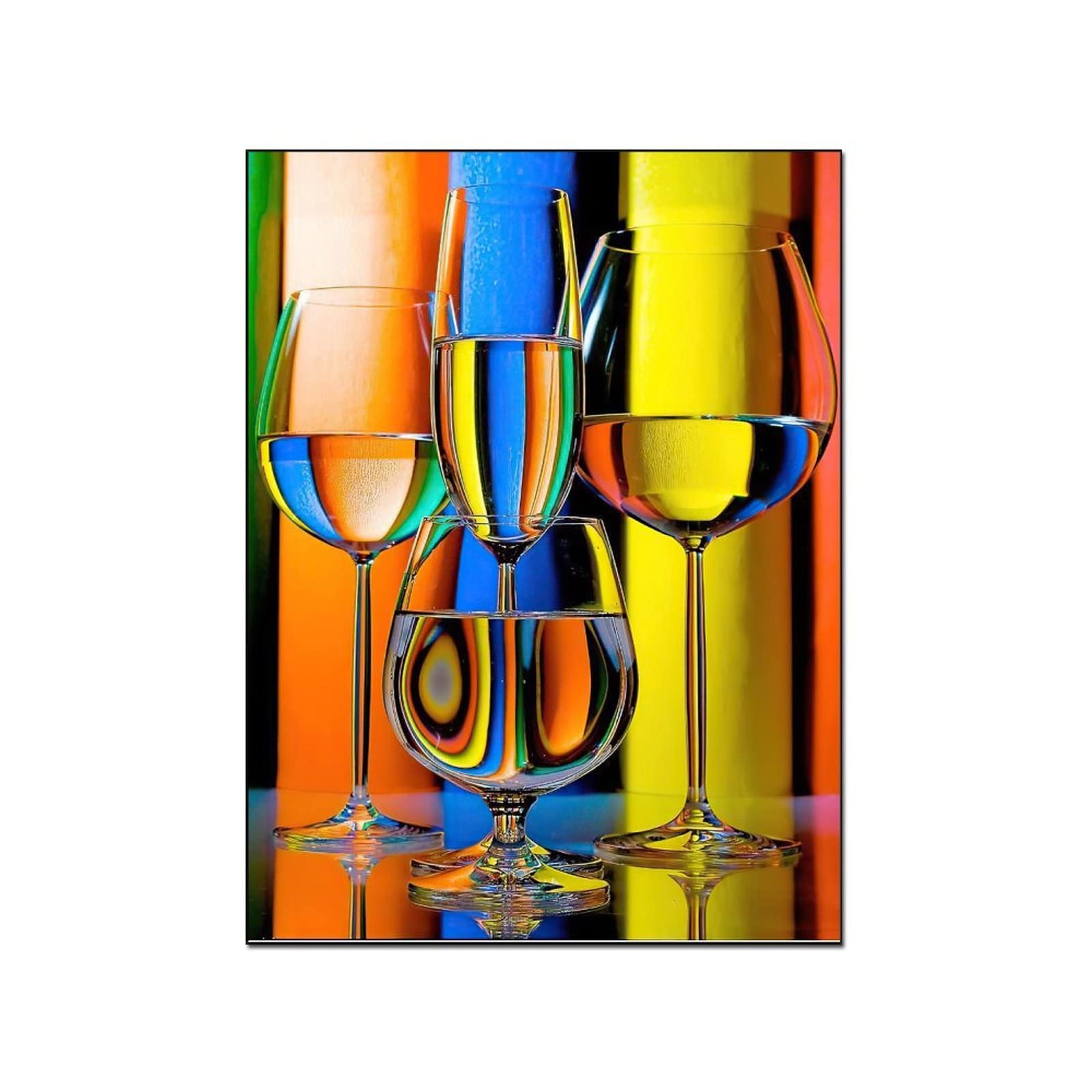 Wine Glass Canvas Wall Art - Modern Still Life Painting for Living Room & Bedroom Decor - Perfect Housewarming Gift for Wine Lovers - Elegant Home Wall Decor for Dining Rooms & Bars