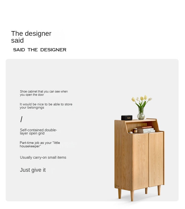 Solid Oak Wood Shoe Storage Cabinet - Organize Entryway & Closet - Perfect for Home, Apartment, and Office Organization