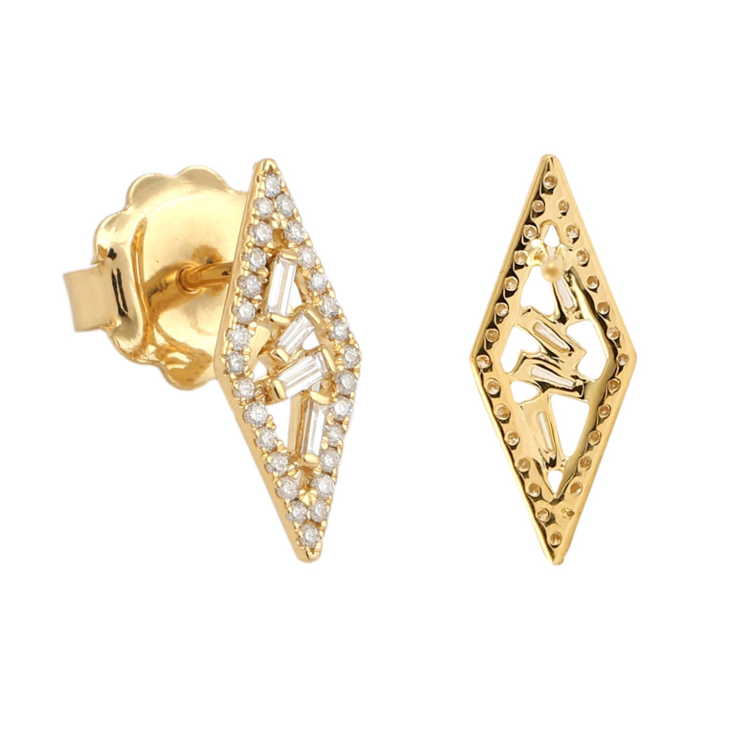 18K Yellow Gold Baguette Cut Diamond Stud Earrings - Elegant & Timeless Jewelry for Women, Perfect for Weddings, Anniversaries & Special Occasions