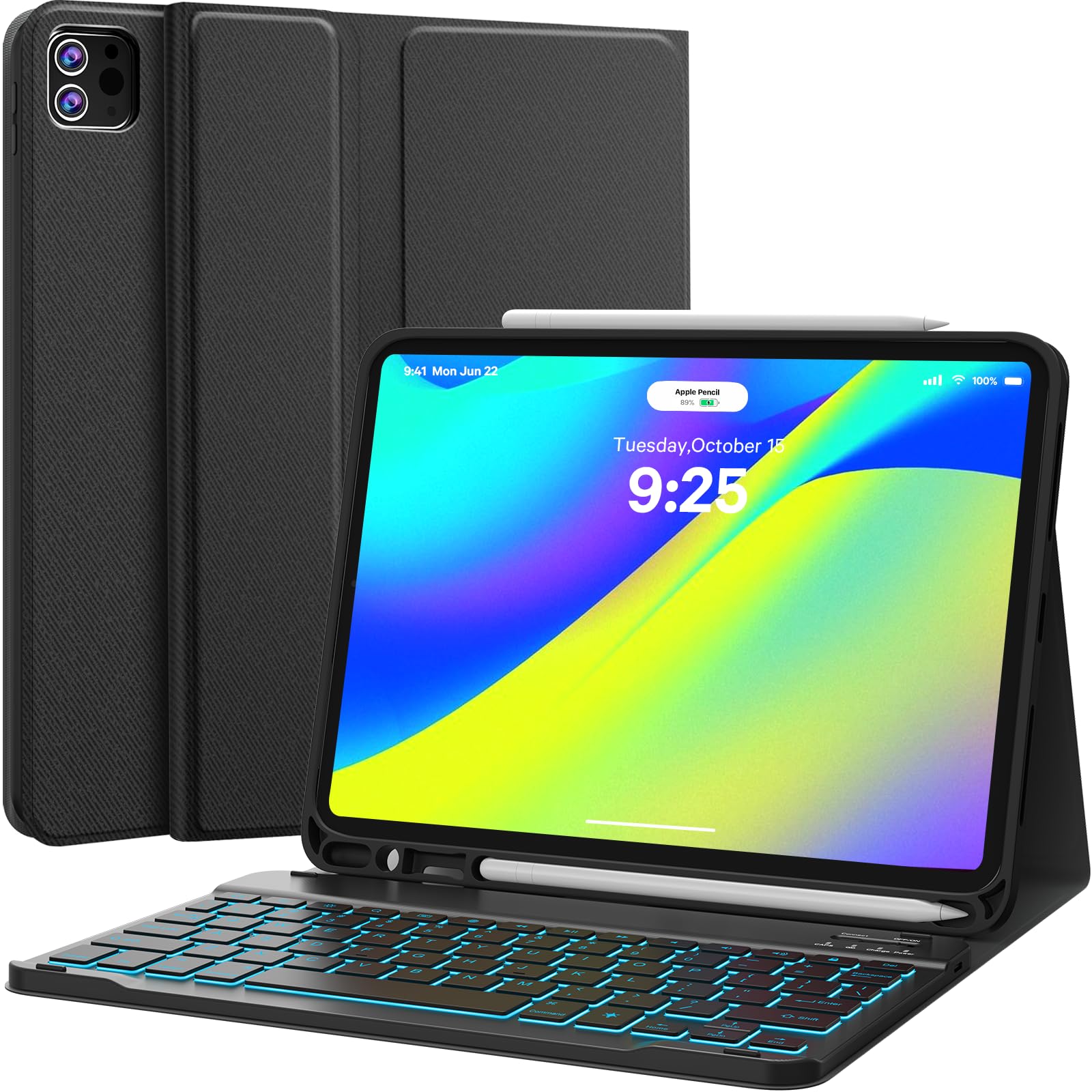 CHESONA iPad Air 11 Inch Keyboard Case with Backlit Detachable Keyboard for iPad Pro 11 (All Generations) & iPad Air 5th/4th Gen - Compatible with M3/M2 iPad (2024/2025) - Includes Apple Pencil Holder | Perfect for Work, Study & Travel (Black)