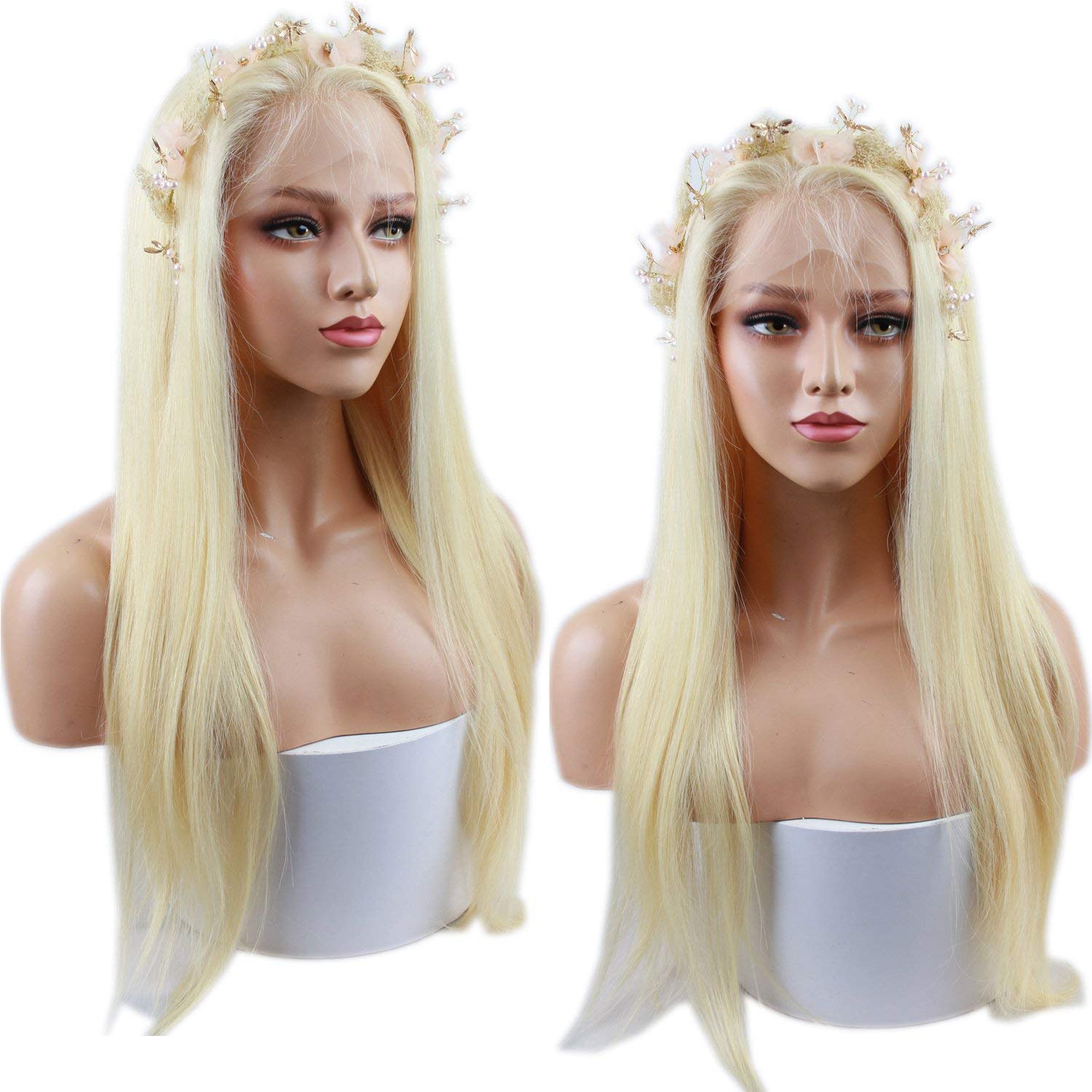 613 Blonde Brazilian Virgin Remy Human Hair Glueless Lace Front Wig - Pre Plucked Bleached Knots, Silky Straight with Baby Hair for Women | Perfect for Daily Wear, Cosplay & Special Occasions