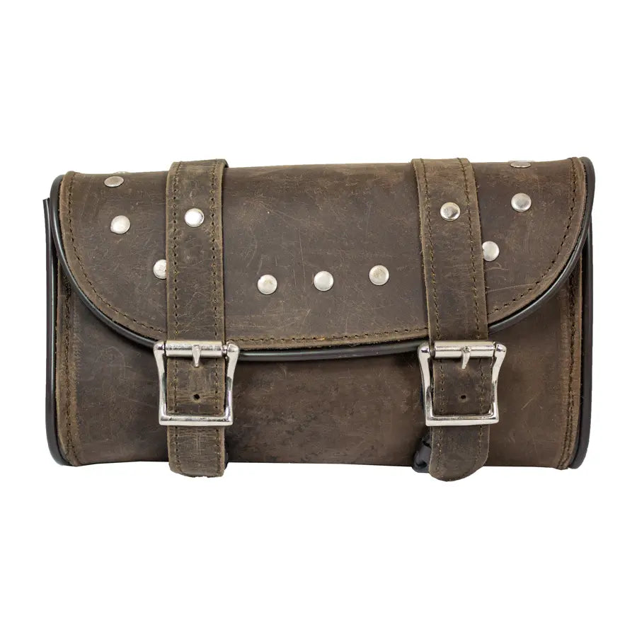 Vintage Distressed Leather Tool Bag for Men - Durable Open Road Work Bag for Carpenters & Mechanics | Perfect for Workshops, DIY Projects & On-the-Go Repairs