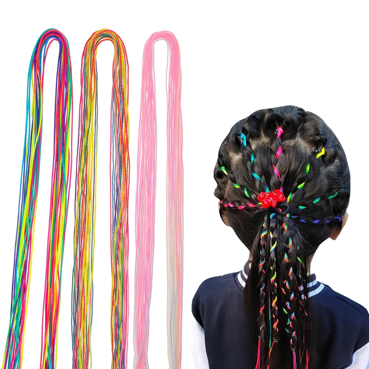 ZUGAD Rainbow Braiding Hair Ties - 22 Pack Colorful Hair Wrap Strings for Braids, Gradient Hair Rope Bands, Girls Hair Styling Accessories | Perfect for School, Parties & Everyday Hairstyles
