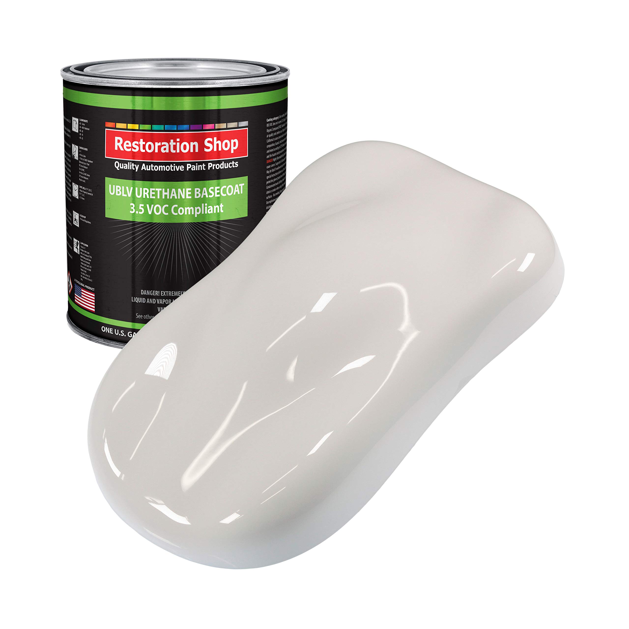 Restoration Shop Oxford White Low VOC Urethane Basecoat Auto Paint - 1 Gallon High Gloss Professional Automotive Refinish Coating for Cars & Trucks | Perfect for DIY Car Restoration, Touch-Ups & Professional Auto Body Shop Use