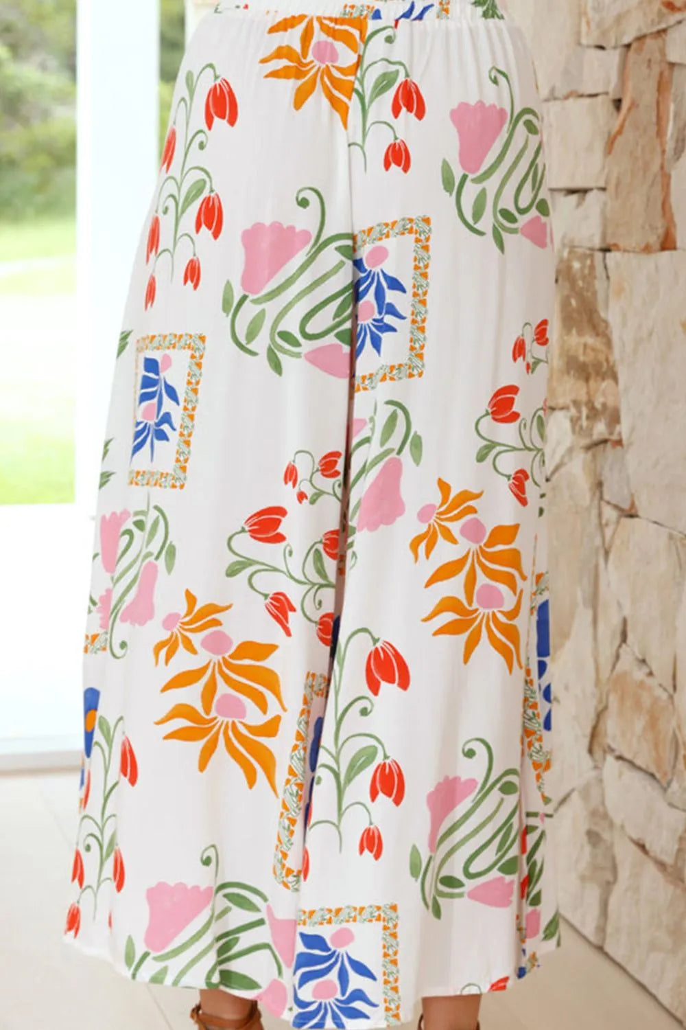 Stylish Floral Print Square Neck Resort Top & Pants Set - Perfect for Beach Vacations, Summer Getaways and Tropical Holidays