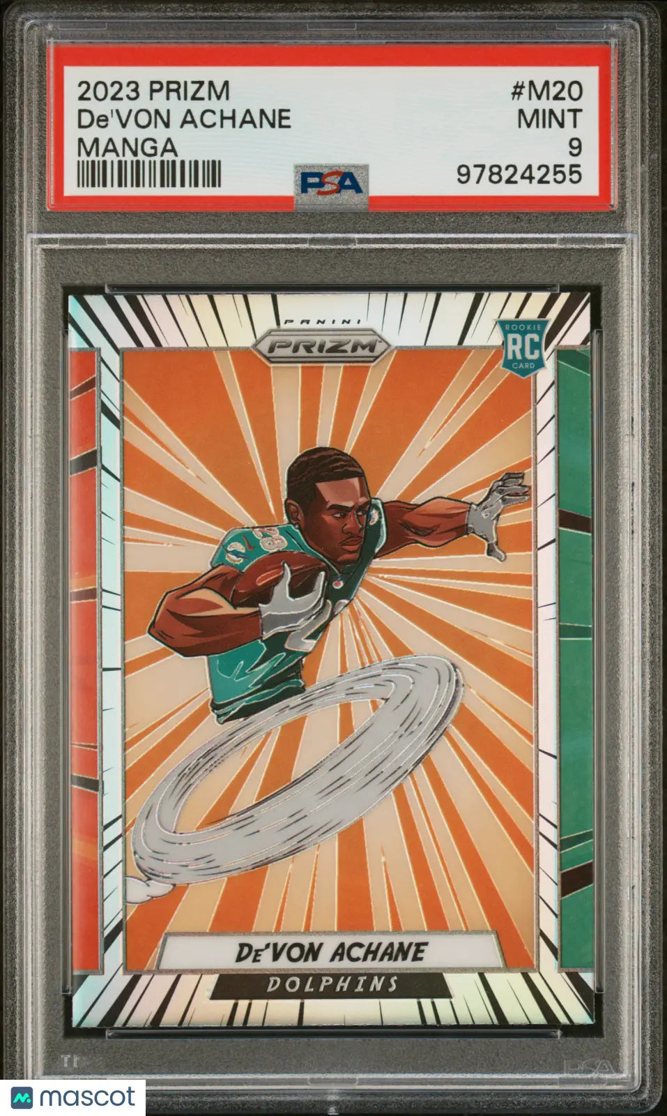 2023 Panini Prizm Manga De'von Achane Rookie Card PSA 9 #M 20 - Collectible Football Trading Card for NFL Fans & Sports Memorabilia Enthusiasts