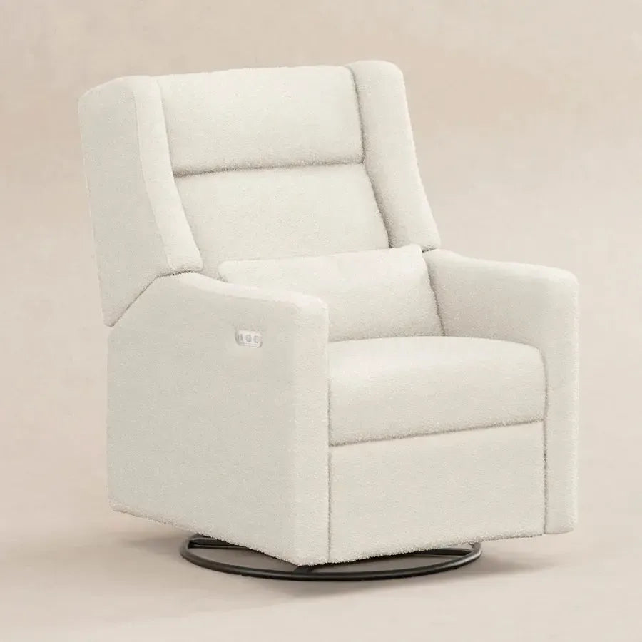 Babyletto Kiwi Plus Electronic Glider & Recliner with Adjustable Headrest - Ivory Boucle Fabric - Nursery Glider Chair for Breastfeeding, Rocking Baby to Sleep & Relaxing