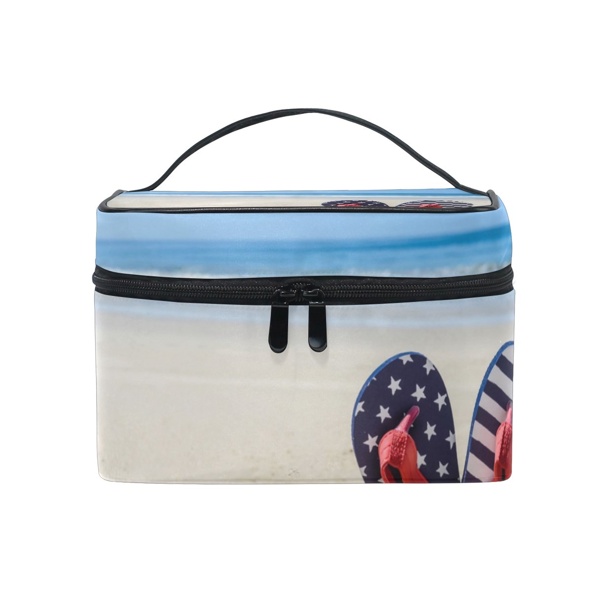 Cooper Girl Waterproof Sea Beach Flip Flop Cosmetic Bag - Travel Makeup Train Case Storage Organizer for Women - Perfect for Beach Vacation, Pool Party & Travel Essentials