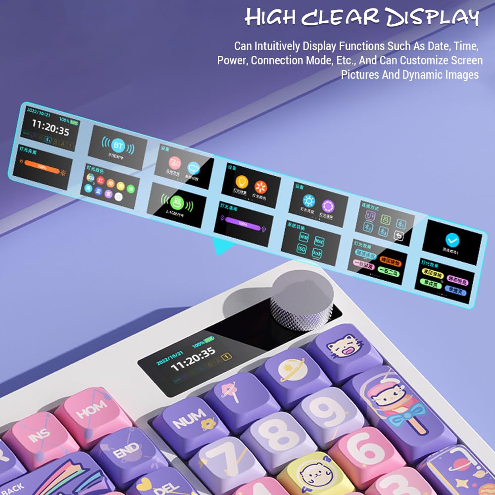 Docooler Wireless Mechanical Gaming Keyboard with Red Switches - RGB Backlit, PBT Keycaps, Full Key Rollover, Metal Volume Knob - Ergonomic Design for PC/Mac Gaming & Office Typing (DIY Customizable)