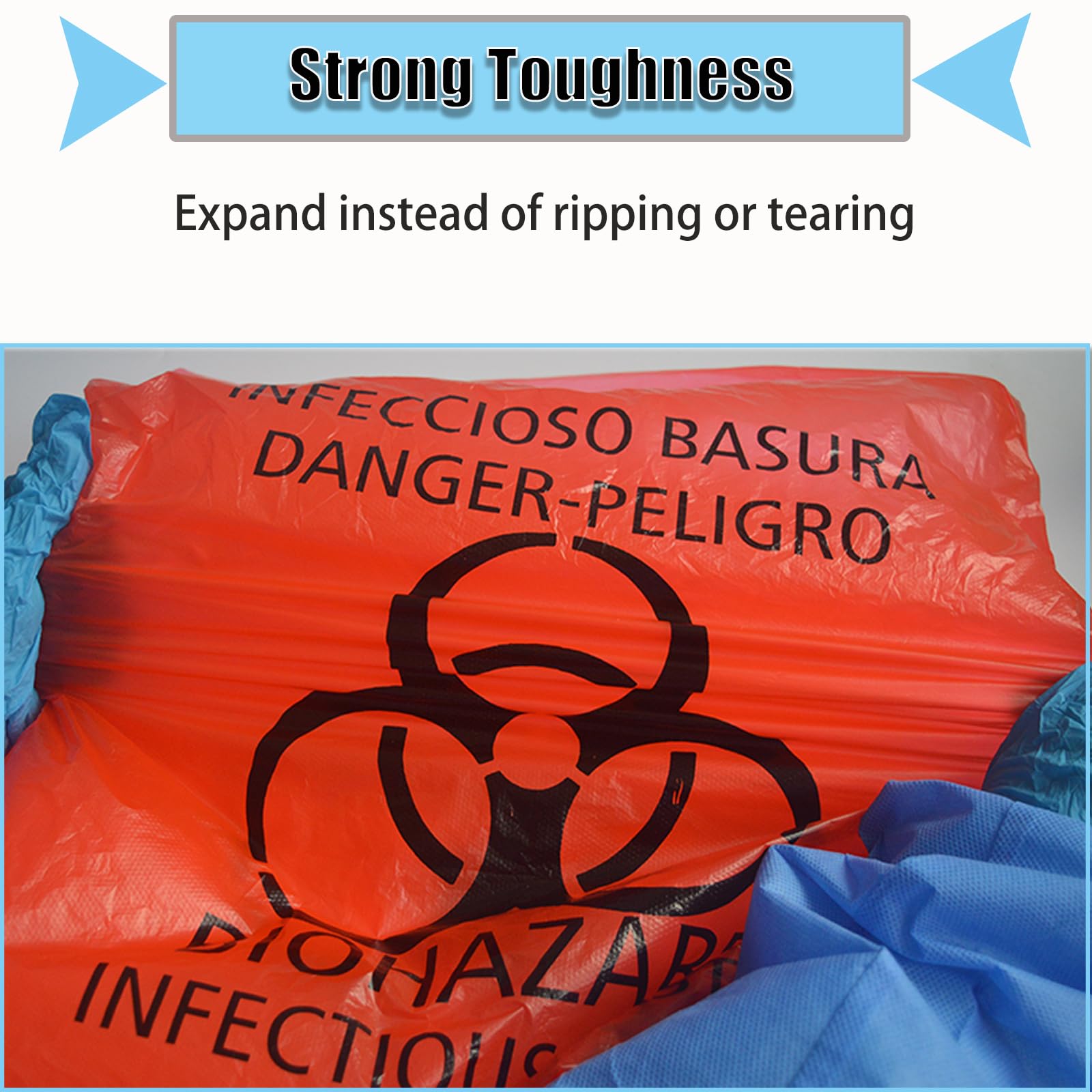 50pcs Heavy Duty Red Biohazard Waste Bags 24.4x24.4in (62x62cm) 10 Gallon - Hazard Symbol Disposable Trash Liners for Medical, Infectious & Hazardous Waste Disposal - Perfect for Hospitals, Clinics & Laboratories