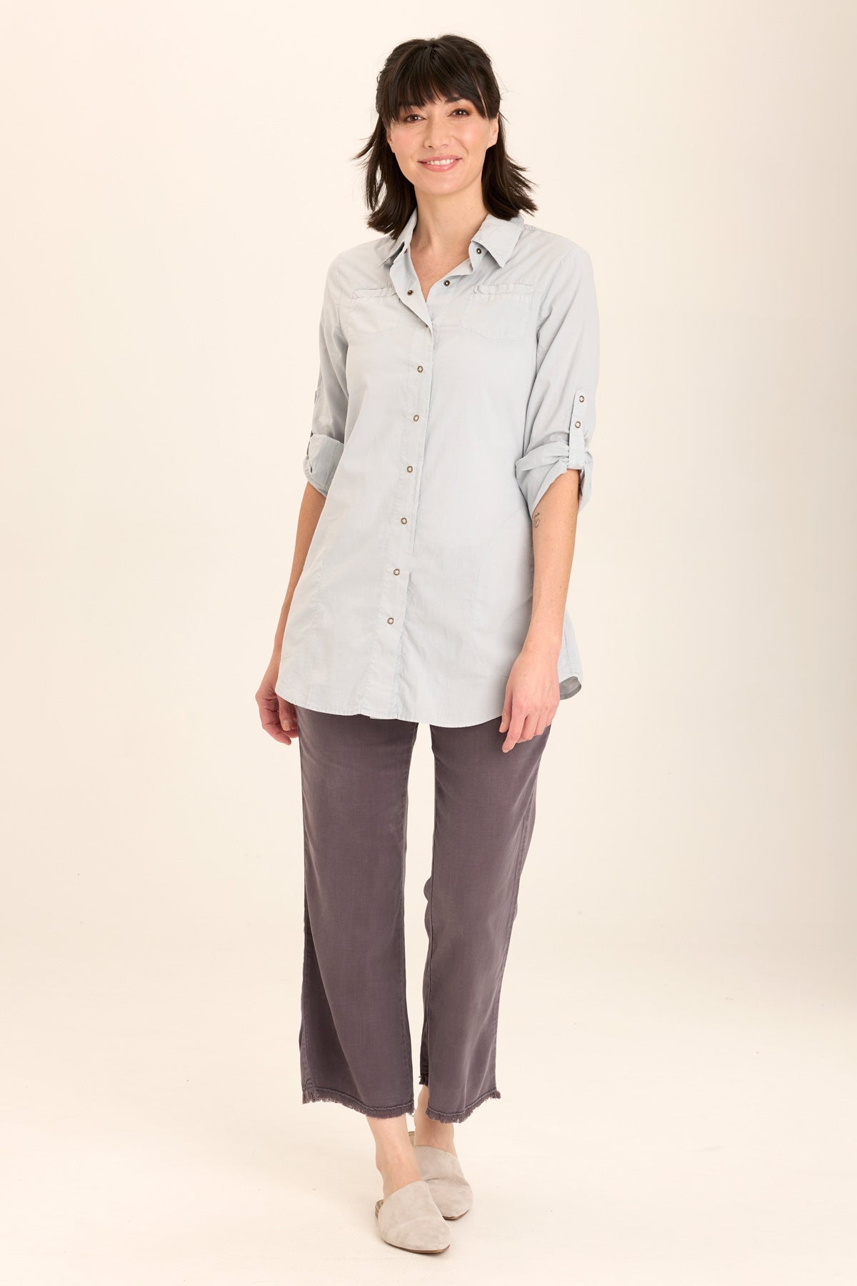 Women's Soft Voile Button Down Blouse - Elegant Long Sleeve Shirt for Office, Business & Casual Wear | Perfect for Work, Dates & Professional Events