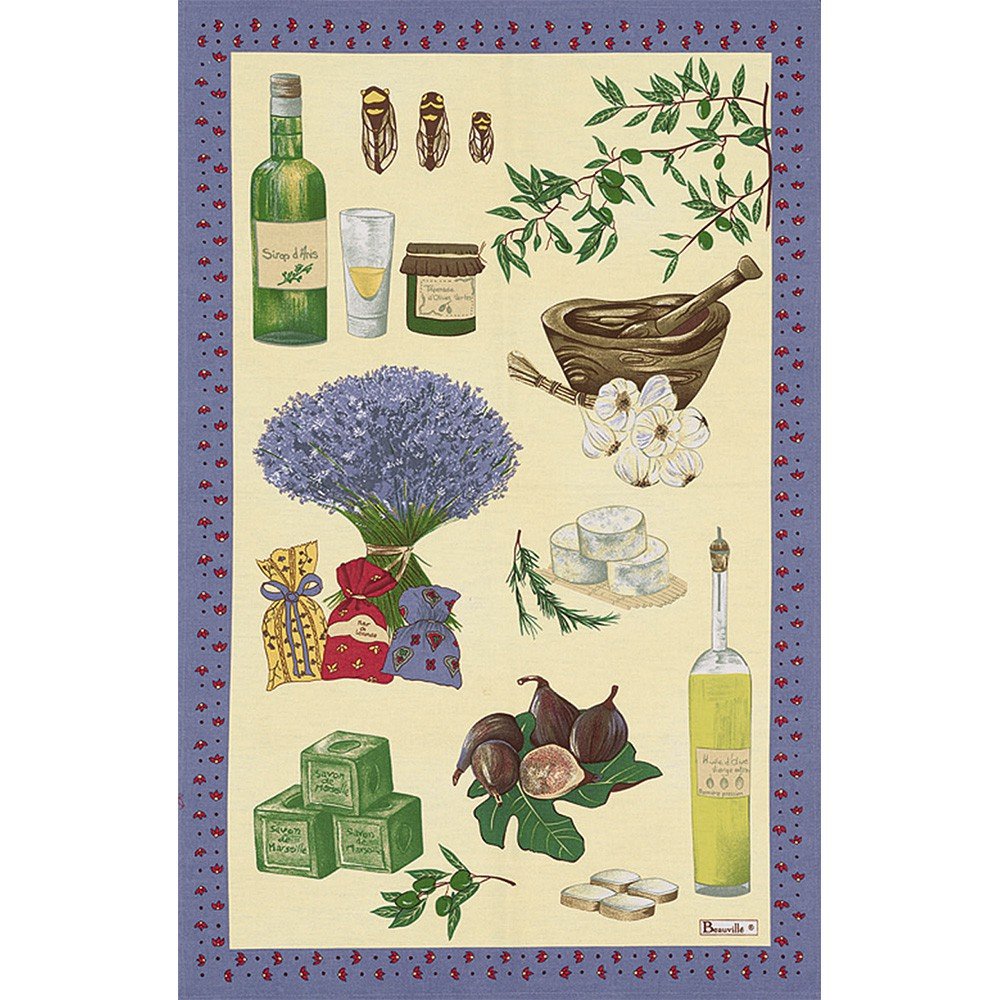 Beauville St. Paul Provence Lavender Kitchen Tea Towel - Absorbent Cotton Dish Towel for Cooking, Baking & French Country Kitchen Decor