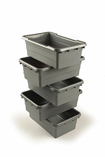 ULTRASOURCE Food-Grade Bus Totes & Meat Lugs Set (4 Containers with Matching Lids, Gray) - NSF Approved for Commercial Kitchens, Butcher Shops & Food Processing