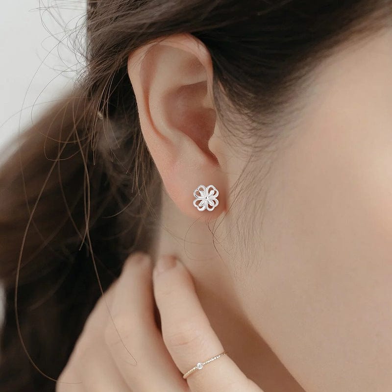 S999 Sterling Silver Floral Bone Stud Earrings for Women - Hypoallergenic Body Jewelry for Sensitive Ears - Perfect for Daily Wear, Parties & Special Occasions
