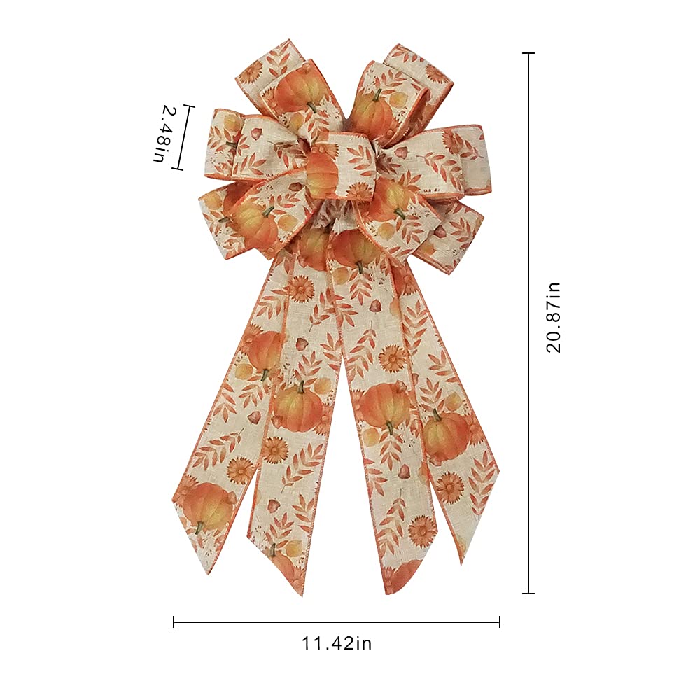 Fall Bows for Wreaths - Orange Burlap Bows for Thanksgiving Decor & Front Door