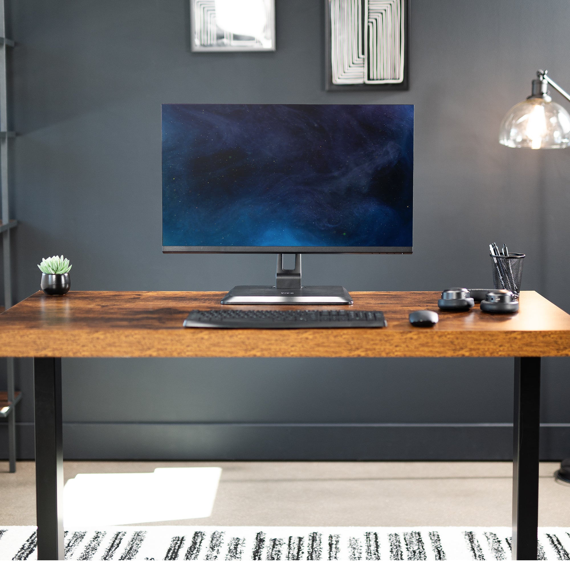 Adjustable Pneumatic Monitor Arm Stand for 17 to 32 Inch Screens - Ergonomic Desk Mount for Home Office & Gaming Setup