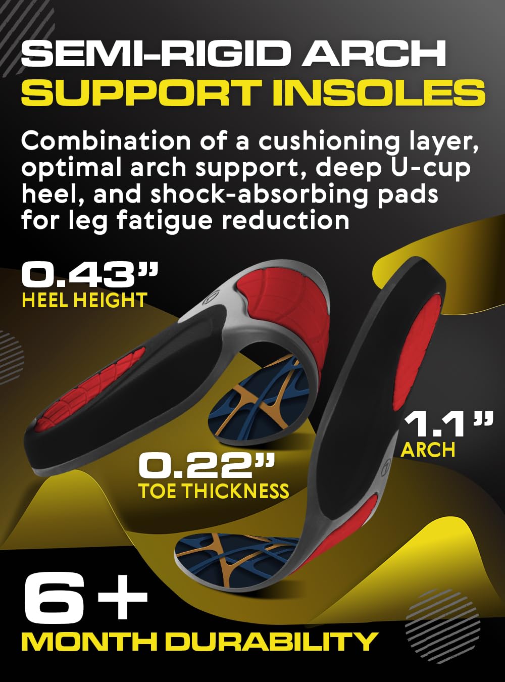 Premium Orthotic Insoles for Work Boots - Anti Fatigue Arch Support Shoe Inserts for Men & Women - Plantar Fasciitis & Flat Feet Relief - Pain Relief for Standing All Day (XL, Blue) - Ideal for Construction, Nursing & Long Work Shifts