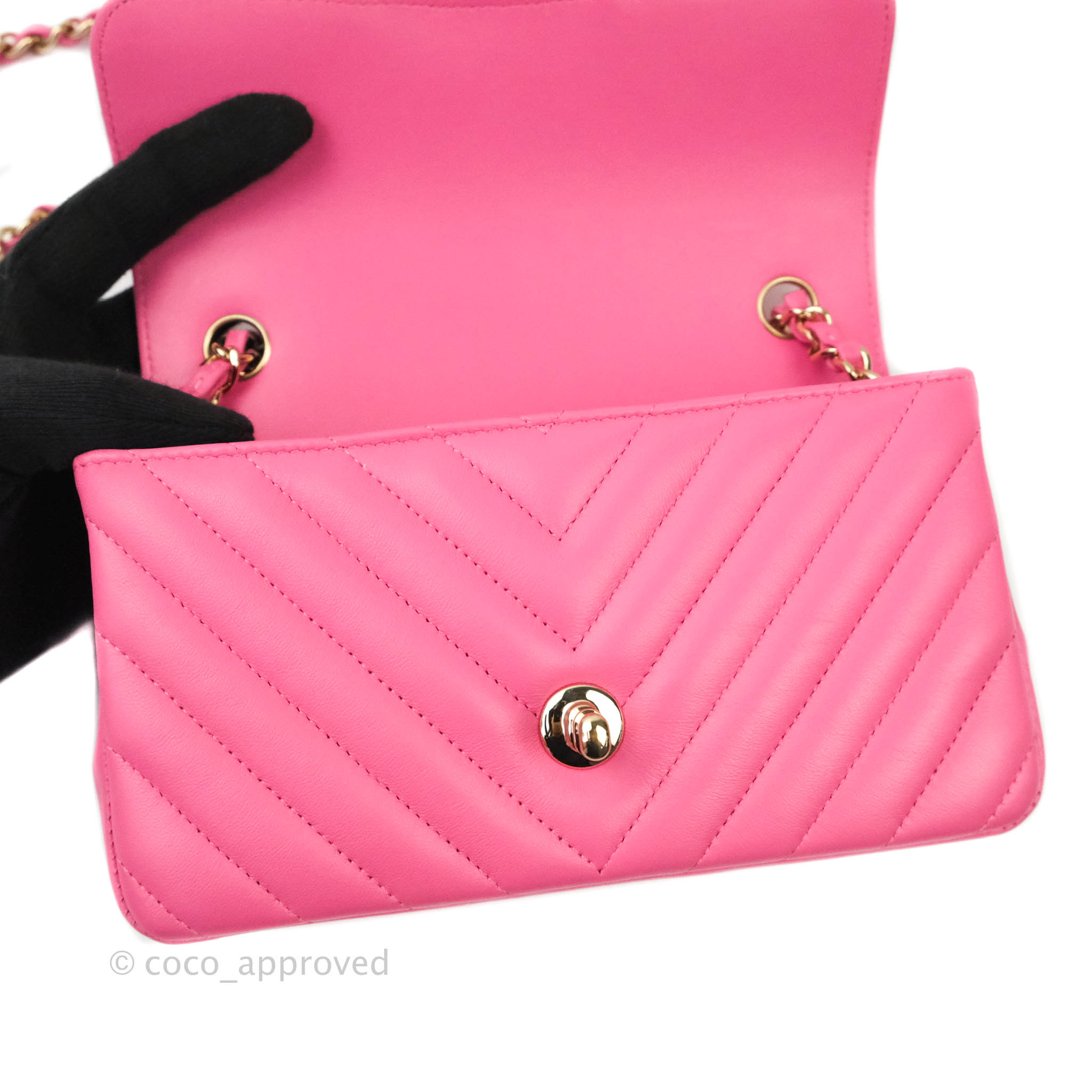 Chanel Chevron Mini Rectangular Lambskin Flap Bag in Pink with Gold Hardware - Perfect for Evening Events & Luxury Fashion Accessories