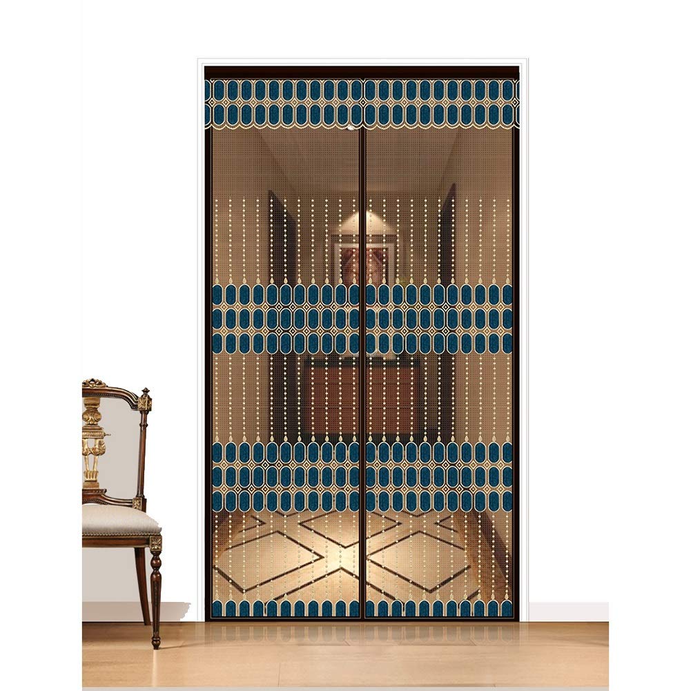 LJIANW Magnetic Screen Door - Hands-Free Self-Closing Mosquito Net with Magnetic Tape - 90x210cm Blue - Perfect for Patio, Deck, and Summer Outdoor Use
