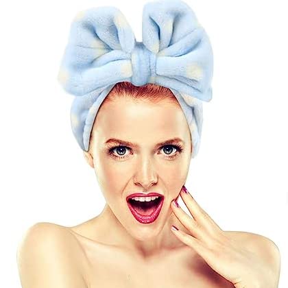 Feelhigh Adjustable Elastic Hair Band for Washing Face, Shower & Spa - Soft Bowknot Headband for Women & Girls - Perfect for Skincare, Bathing & Relaxation